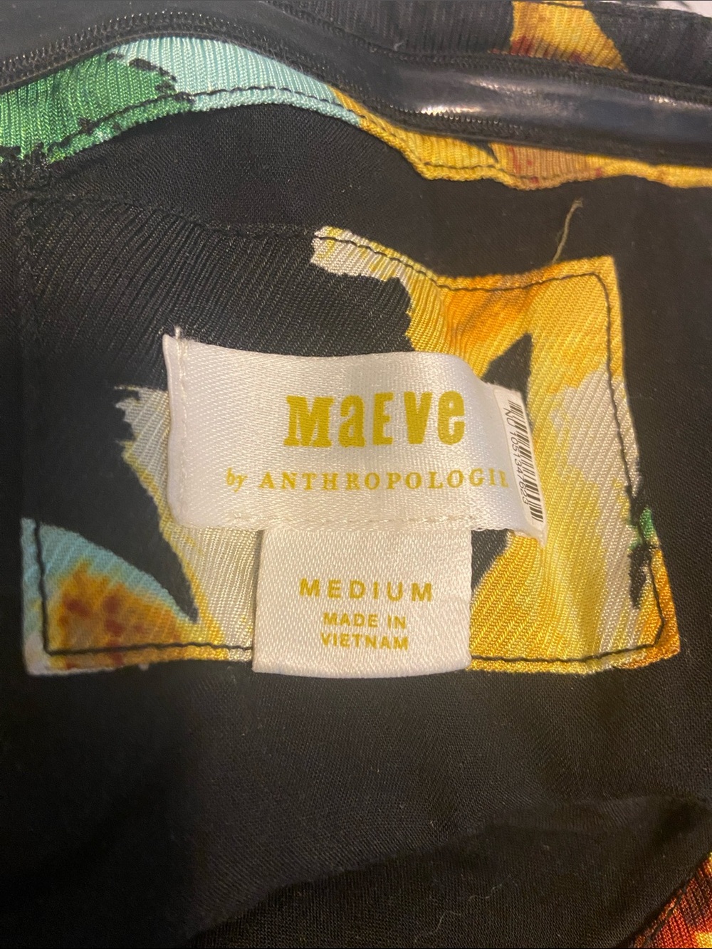 Anthropologie Strapless Sunflower Maxi Dress in Yellow, Black, Mint Medium - Picture 3 of 3